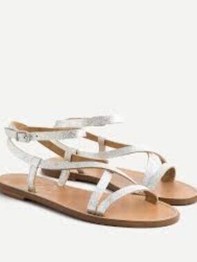 J.Crew Metallic Leather Strappy Flat Sandals – Made in Italy | Size 9 - MF0313